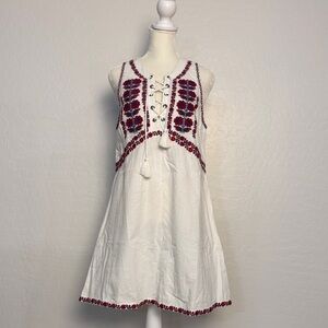Tigerlily White Dress with Red Embroidery